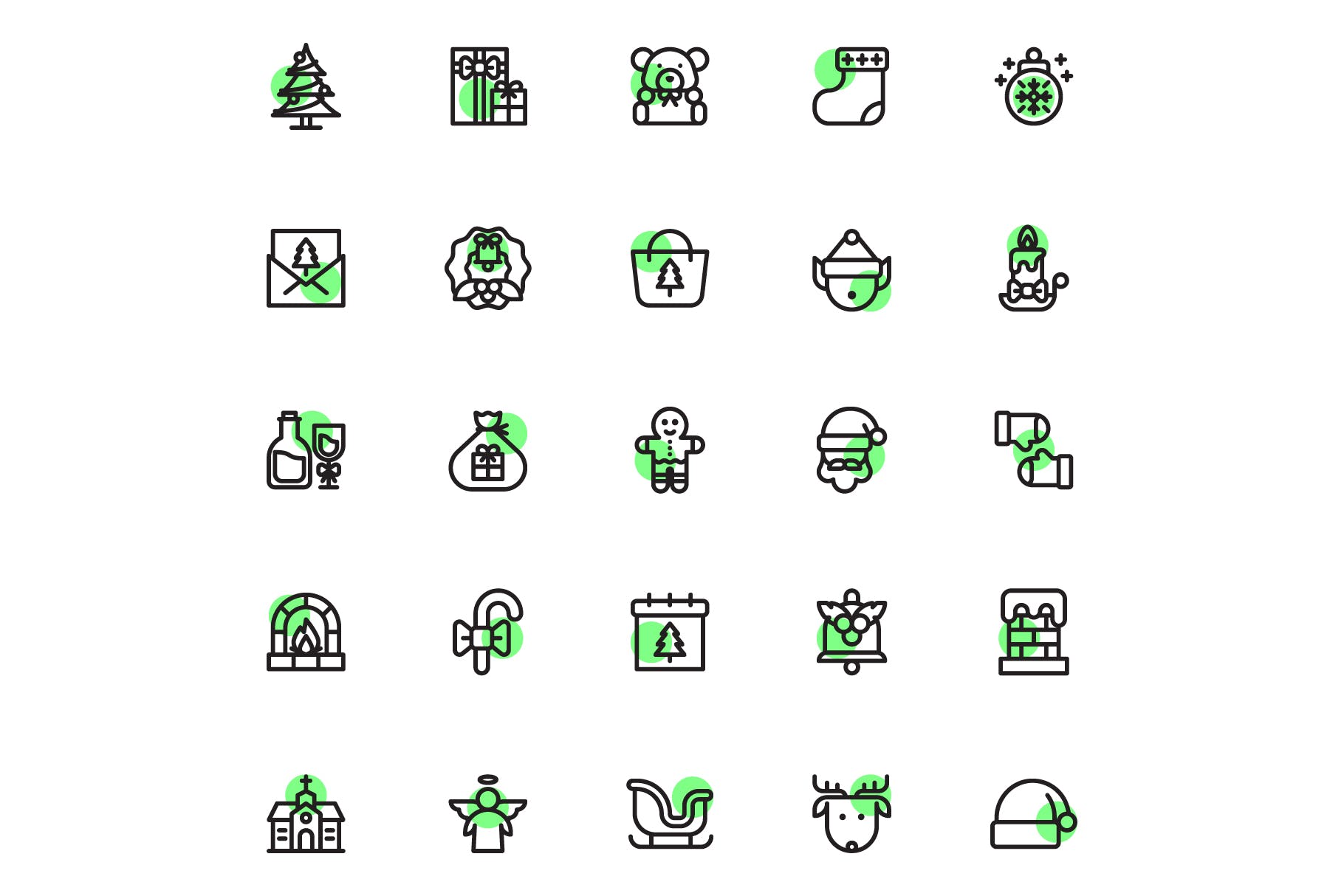 25枚圆点装饰圣诞主题线性图标素材 Merry Christmas Shape插图(3)