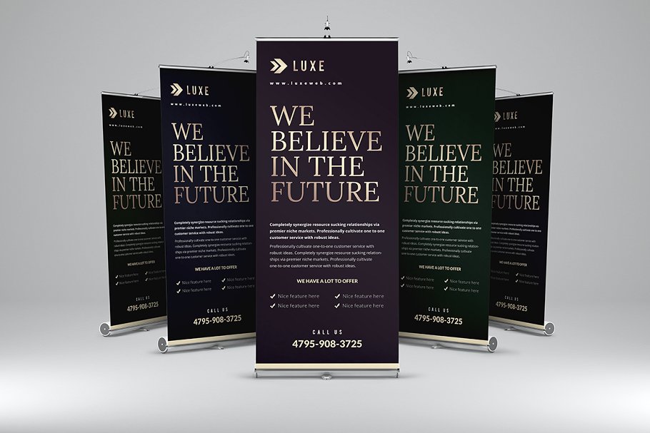 华丽的X展架广告横幅模板 Luxe – Roll-Up Banner 1插图(3)