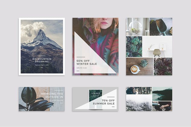 社交媒体Banner&贴图&版式设计模板素材库精选合集 J U N I P E R Social Media BUNDLE插图(7)