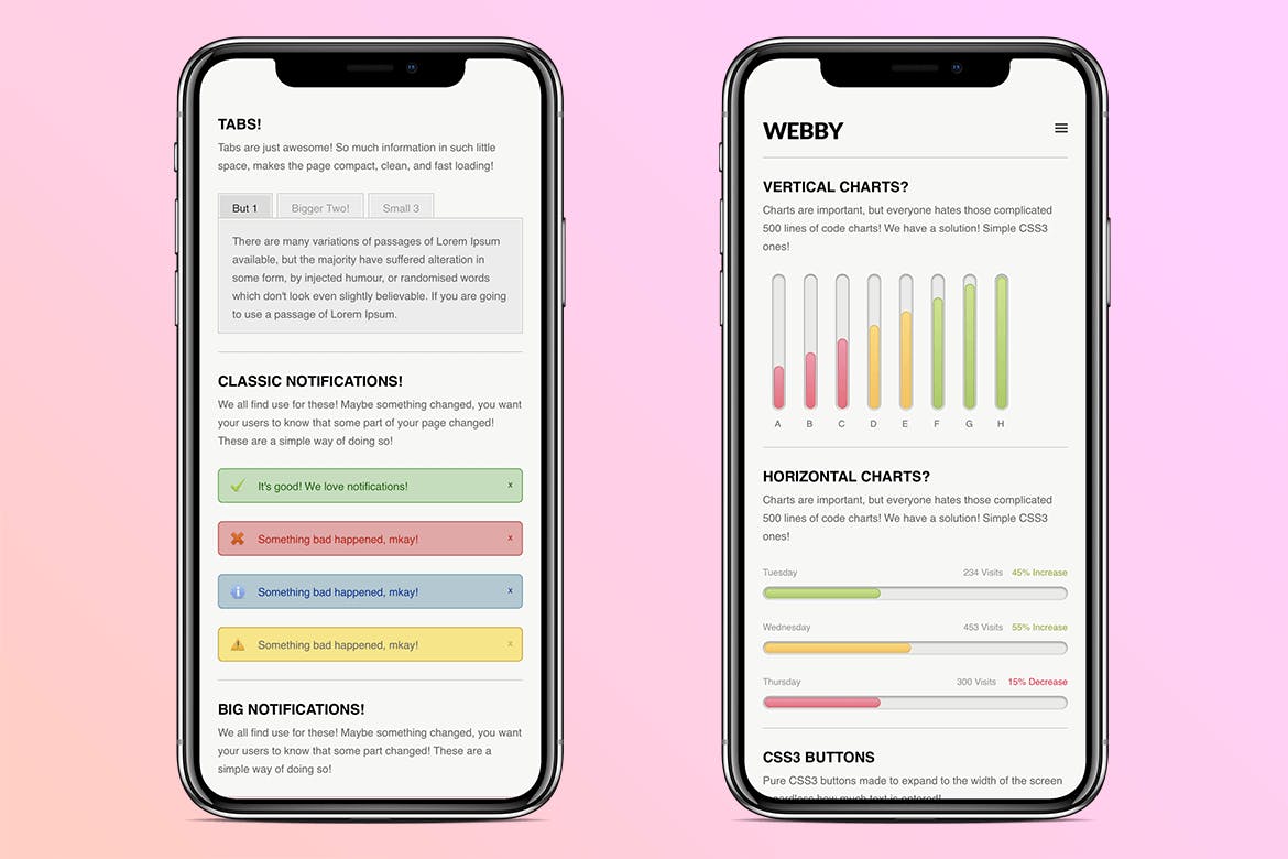 简单创意移动手机网站H5网站模板素材库精选 Webby | Simple & Creative Mobile Template插图(2)