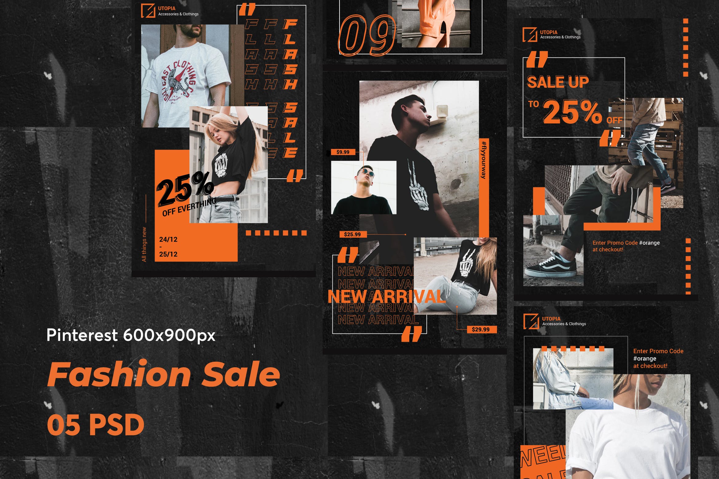 Pinterest社交网站时尚促销广告设计模板素材库精选 Creative Fashion Sale Facebook Pinterest插图