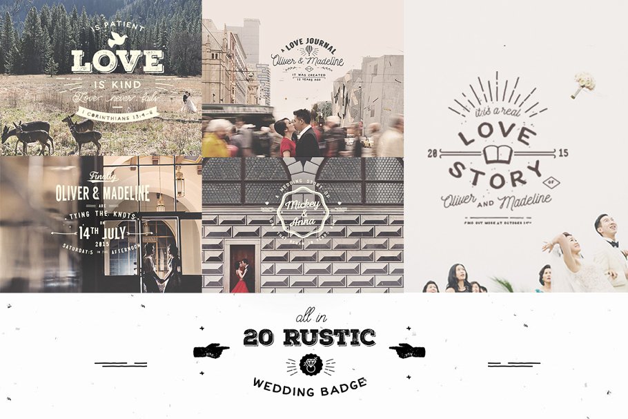 20款乡村风格婚礼徽章和贴纸 20 Rustic Wedding Badge & Stickers插图(1)