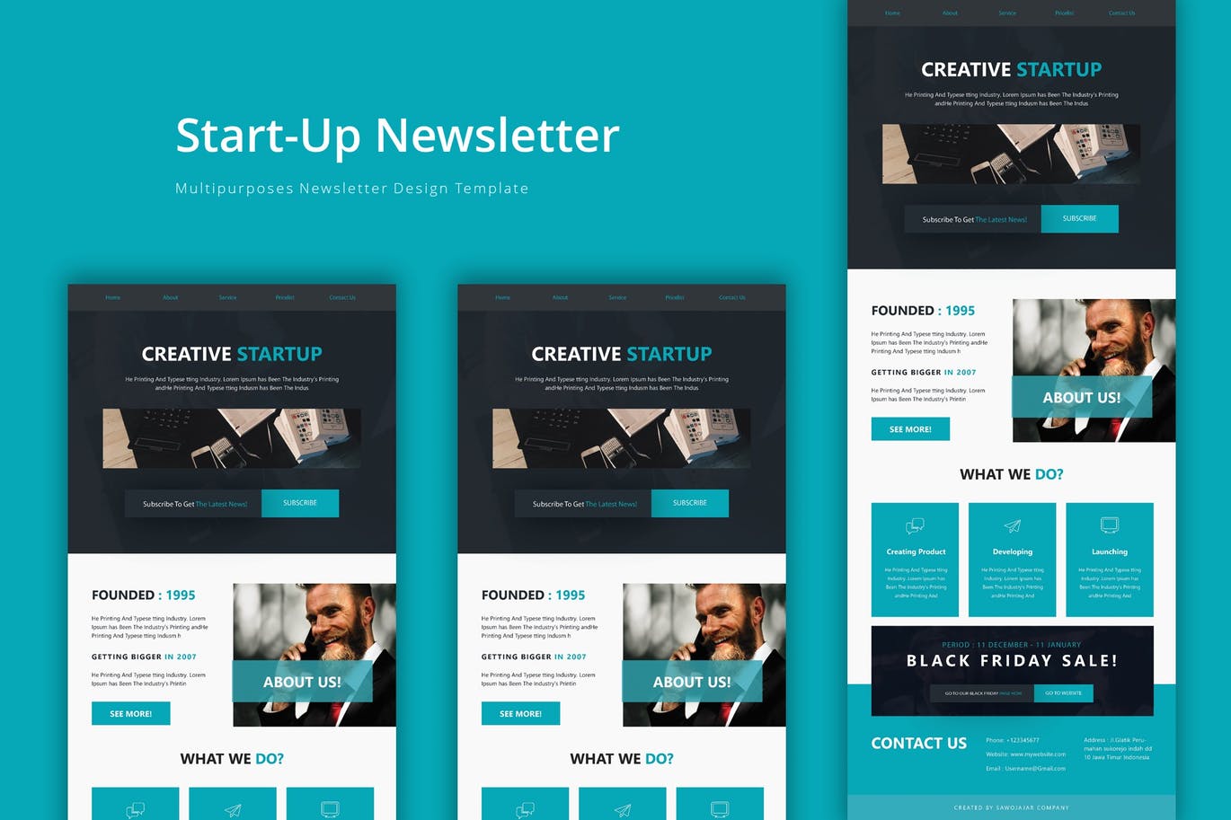 企业邮件推广网站Newsletter订阅设计模板 Agency Newsletter插图