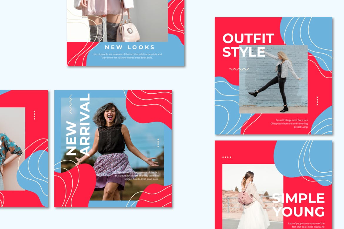 孟菲斯设计风格Instagram社交媒体设计素材包 Instagram Post Templates插图(3)