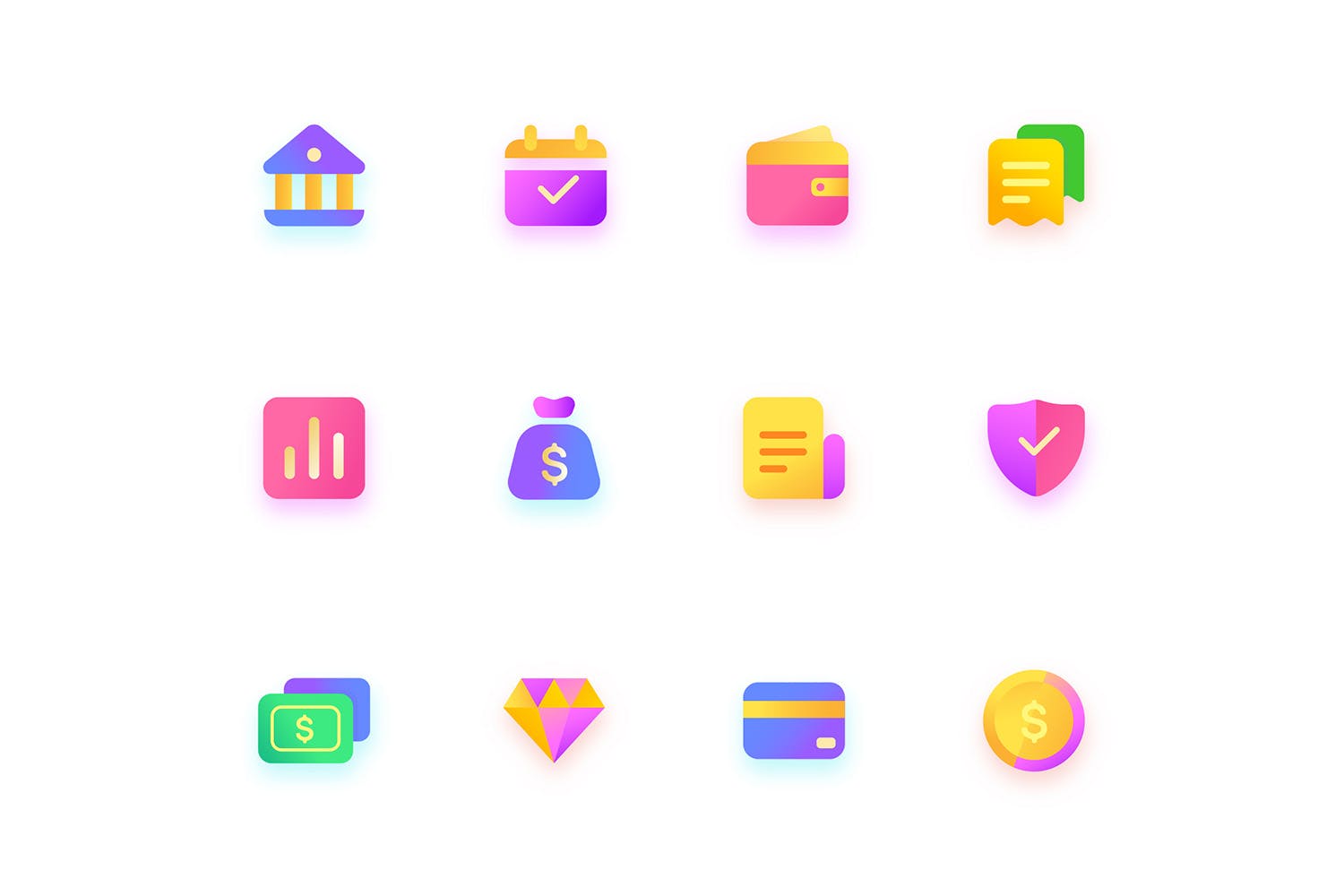 金融/钱包/银行主题彩色矢量素材库精选图标 Colorful Finance, wallet, bank, Illustration Icons插图(2)