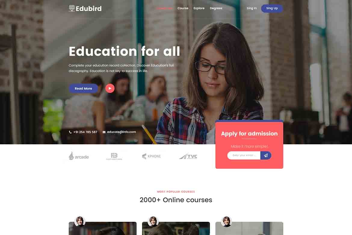 在线教育/培训行业适用的HTML网站模板素材库精选 Edukin – Education HTML Template插图