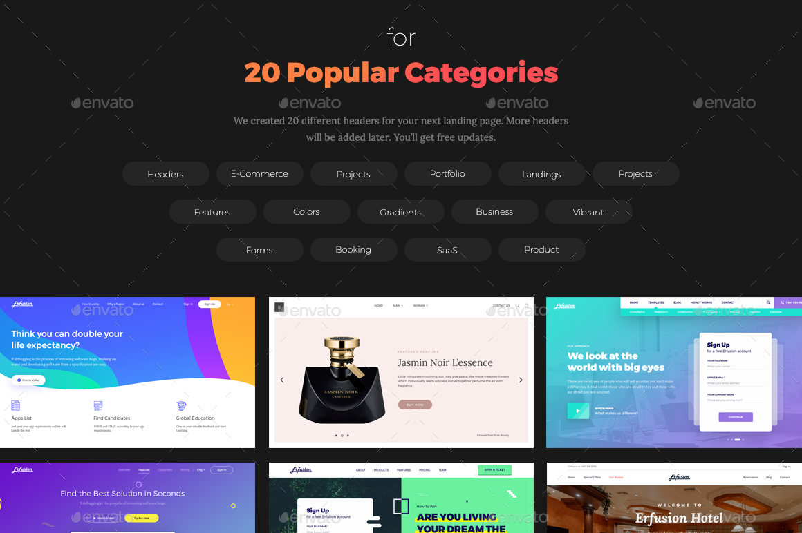 网站巨无霸 Header 模板素材库精选素材 Erfusion – 20 Hero Headers UI Kit插图(2)