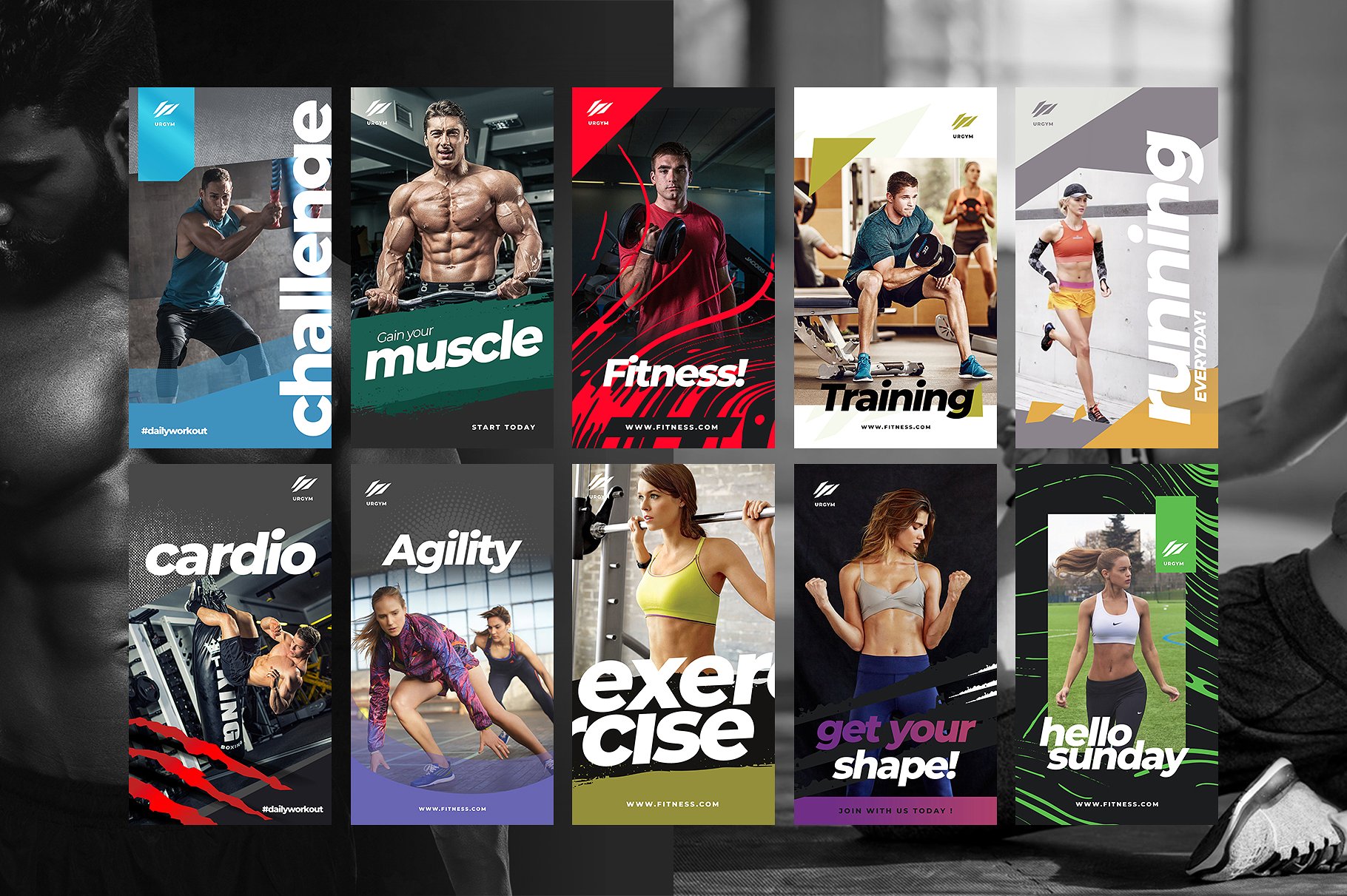 时尚健身&健身器材的instagram社交媒体模板素材库精选 Fitness & Gym instagram pack 2.0 [psd]插图(4)