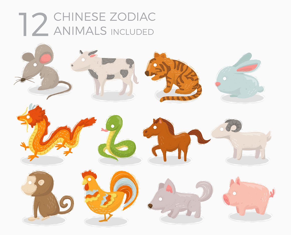 猪年新年十二生肖相关的社交广告图片设计模板素材库精选下载 [PSD,Ai]插图(3)