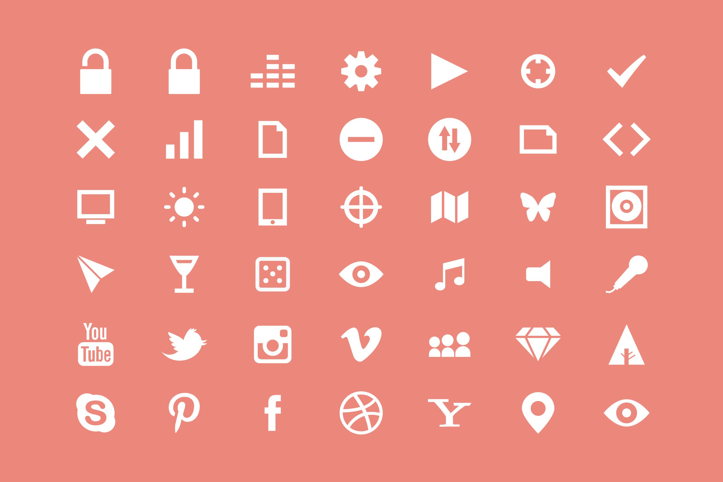 APP&Web界面设计白色矢量素材库精选图标素材 White Multipurpose Icons / 3 Different Sheets插图