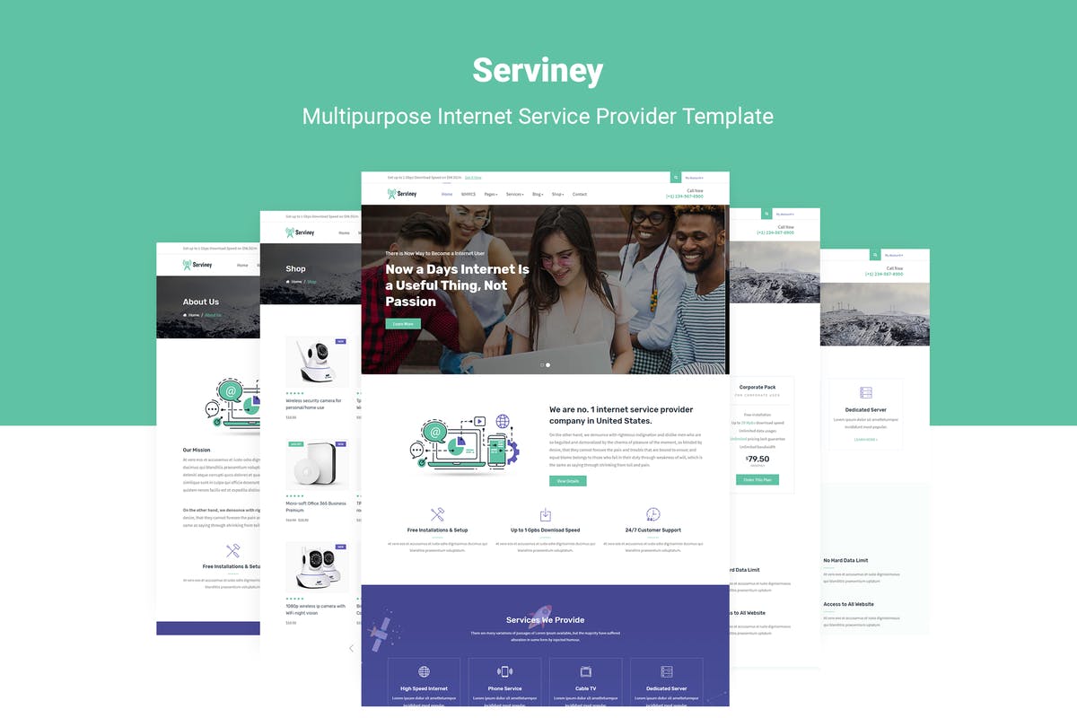 互联网技术服务商网站HTML模板素材库精选 Serviney – Internet Service Provider HTML Template插图