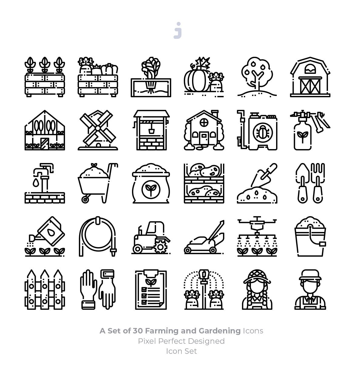 30枚农业&园艺主题矢量图标素材 30 Farming and Gardening Icons插图(2)