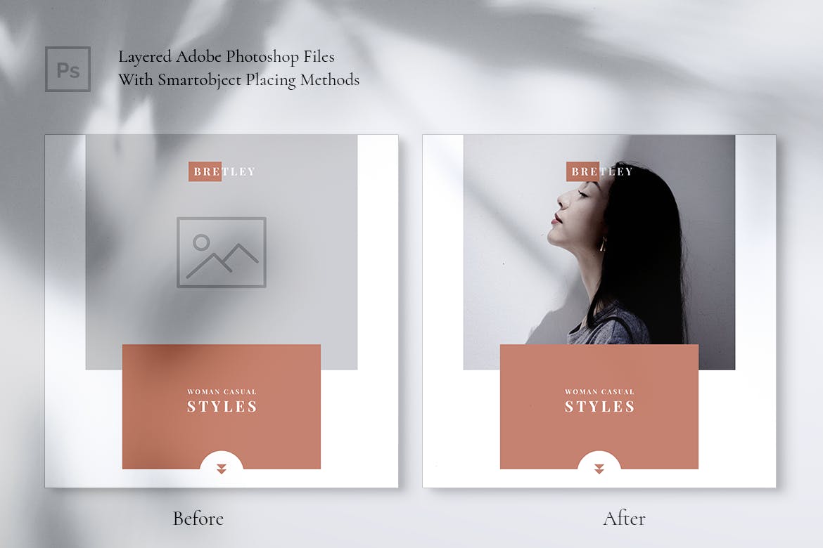 10款Instagram&Facebook社交平台时尚品牌贴图设计模板素材库精选 BRETLEY Fashion Store Instagram & Facebook Post插图(3)