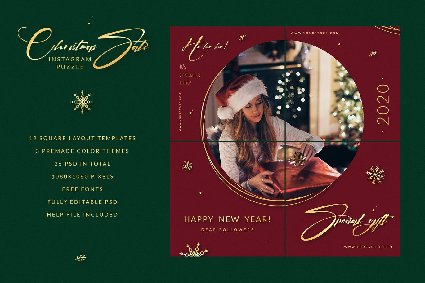 圣诞节主题拼图设计风Instagram社交设计素材 Christmas Puzzle – Instagram Posts插图(3)