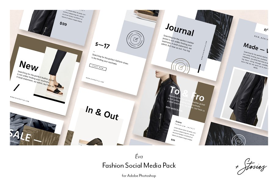 时尚主题社交媒体贴图模板素材库精选 Fashion Social Media Pack • Éva插图