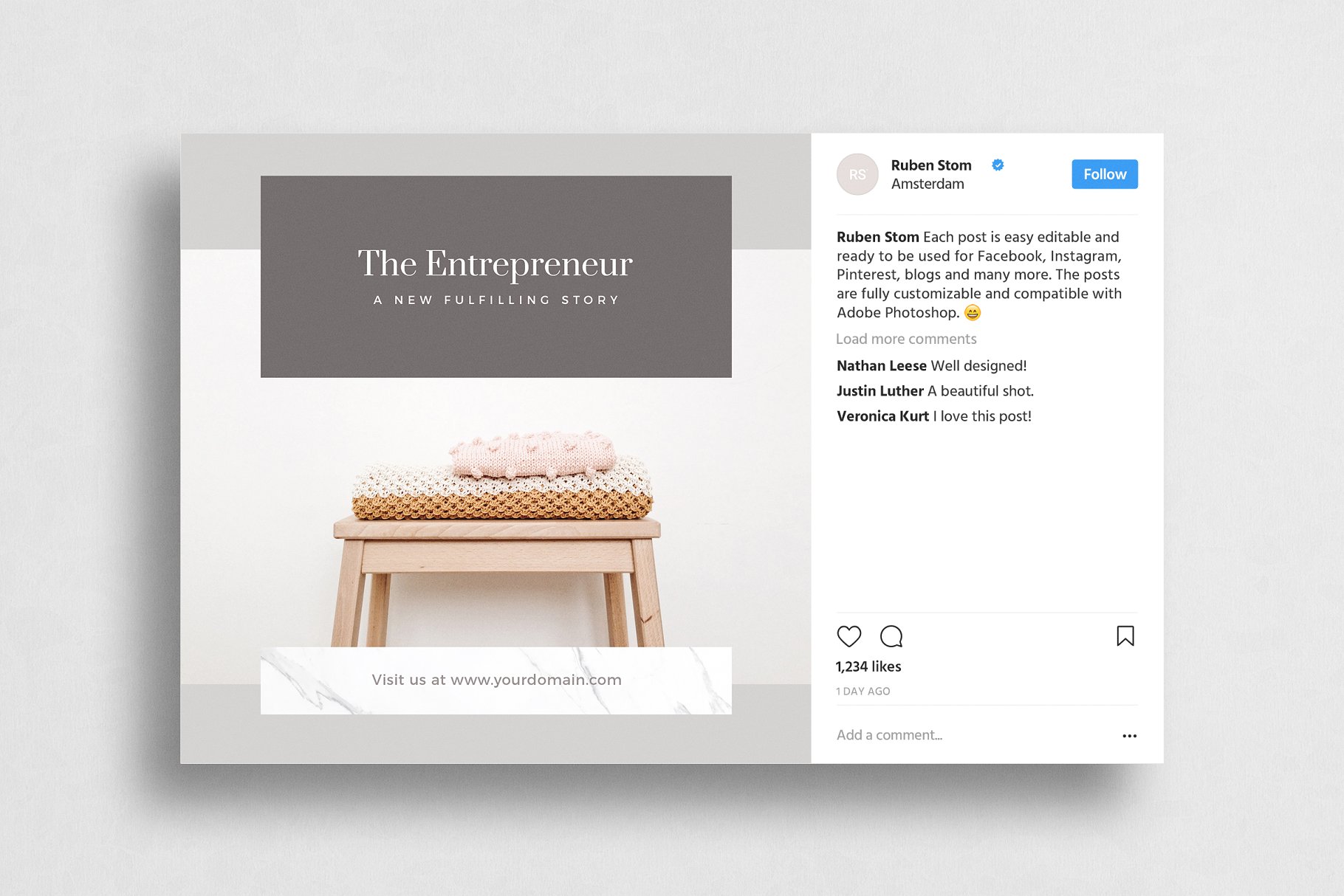 简约风社交媒体贴图设计模板素材库精选 Vienna Social Media Pack插图(3)