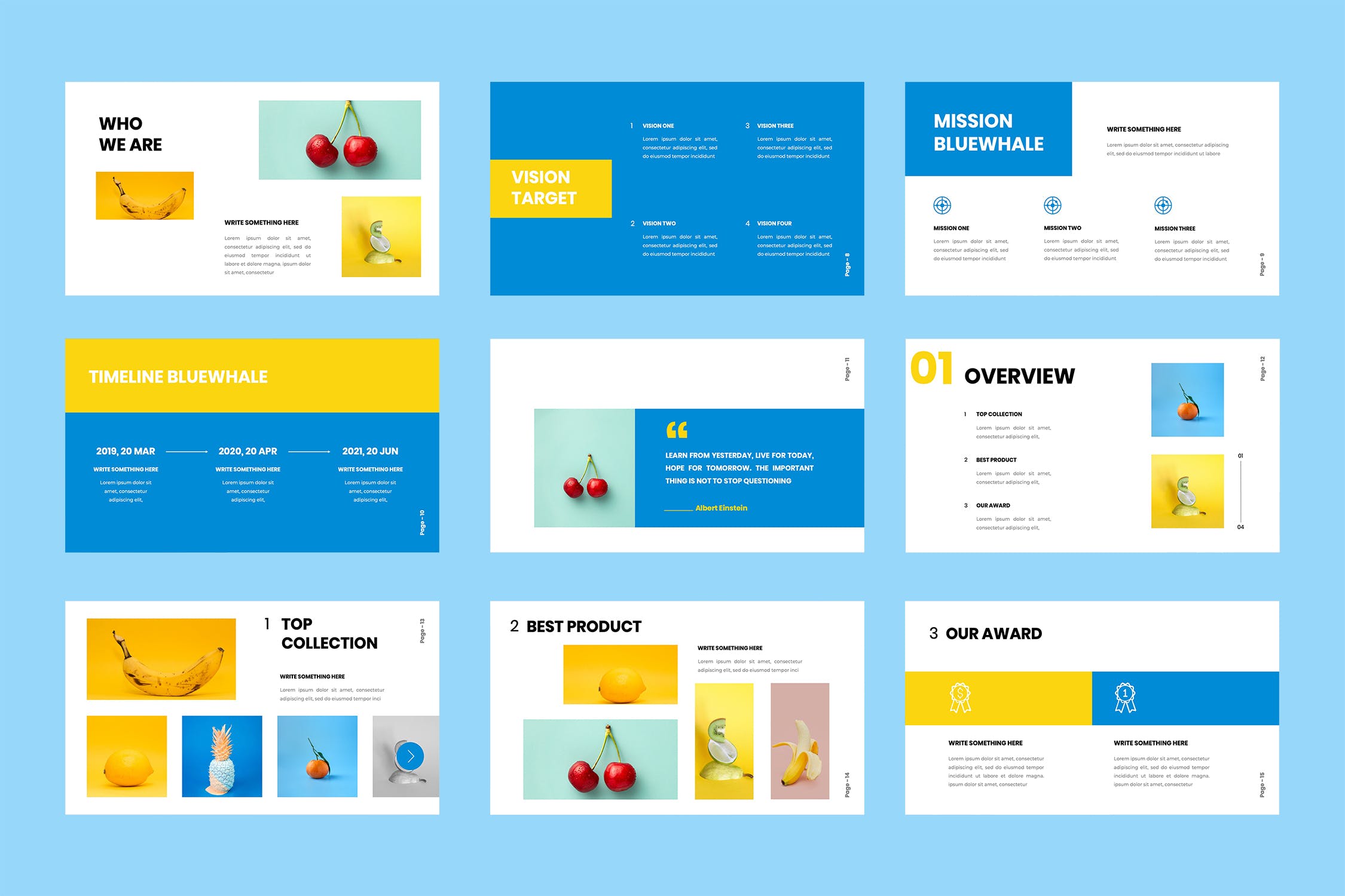 黄蓝配色简约风格素材库精选PPT模板 Bluewhale – Powerpoint Presentation插图(2)