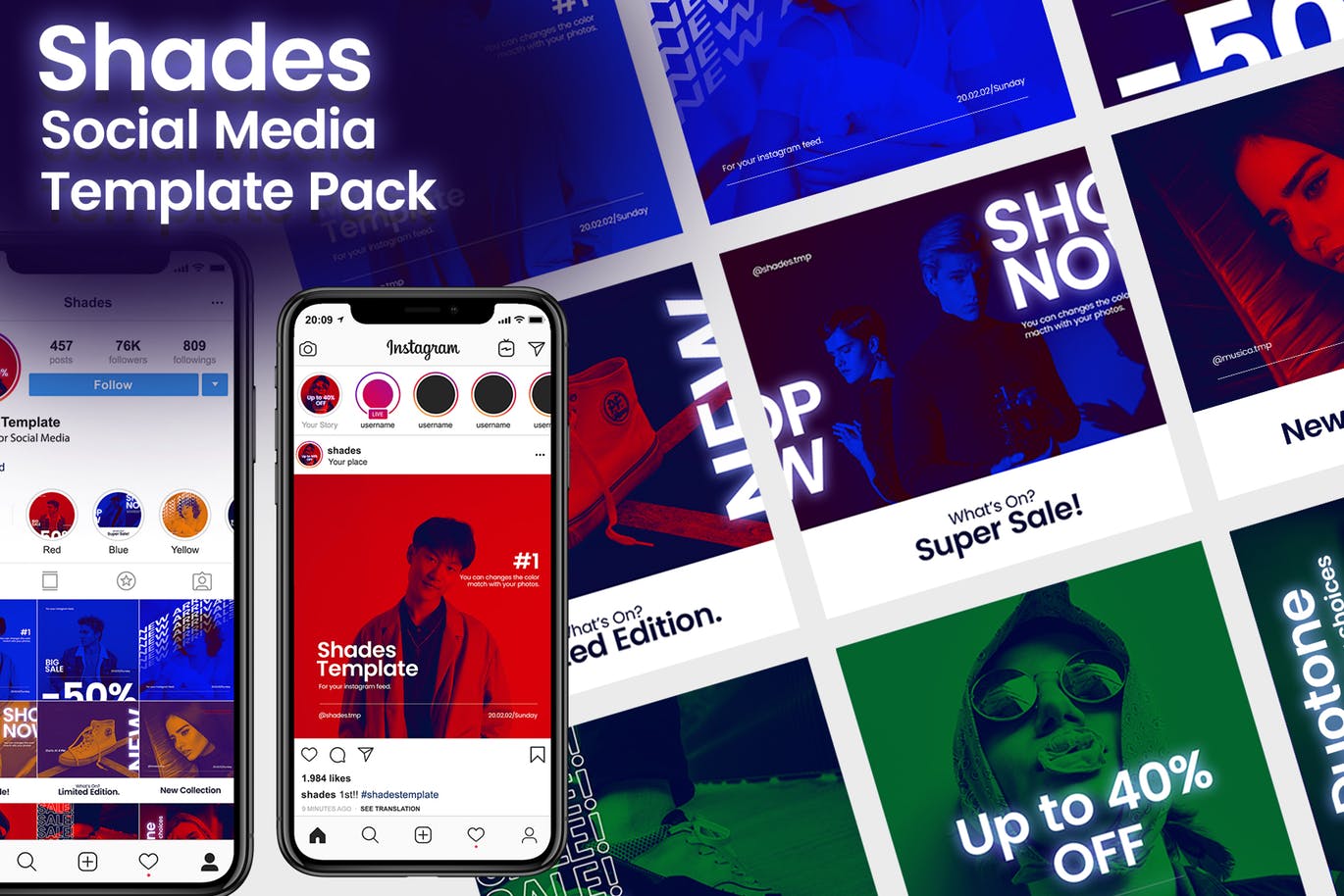 产品&网站社交媒体推广设计模板素材库精选 Shades Social Media Template – JJ插图(3)