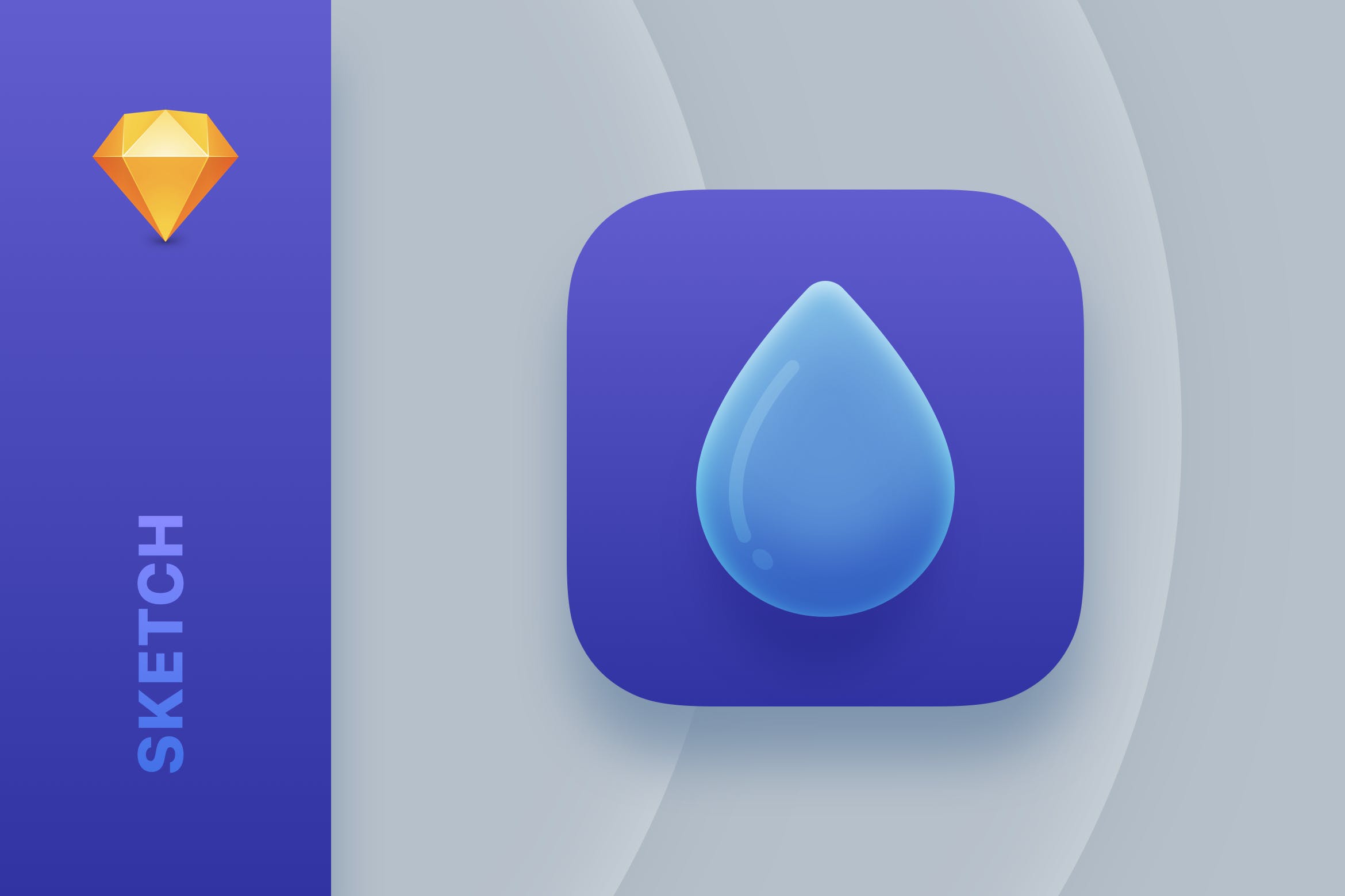 简约水滴APP应用素材库精选图标SKETCH模板 Droplet — Modern iOS Sketch App Icon插图