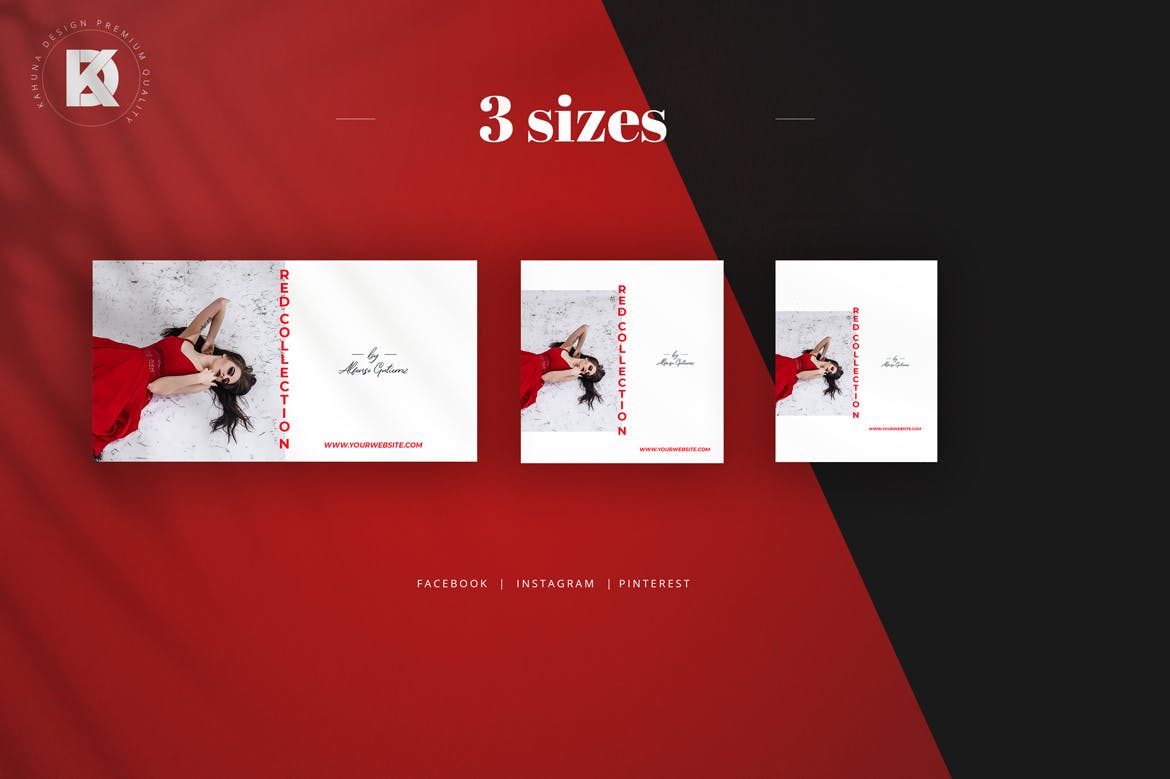 红白配色社交媒体设计素材包 Red & White Social Media Pack插图(2)