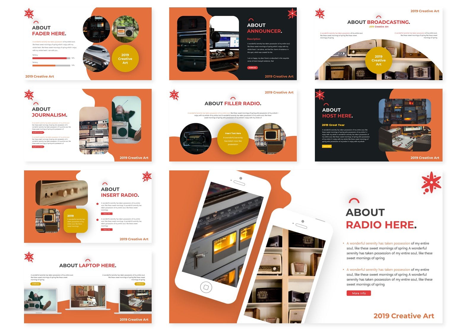 新闻广播行业/摄影录音工作室适用的PPT幻灯片模板 Radiowate | Powerpoint Template插图(2)