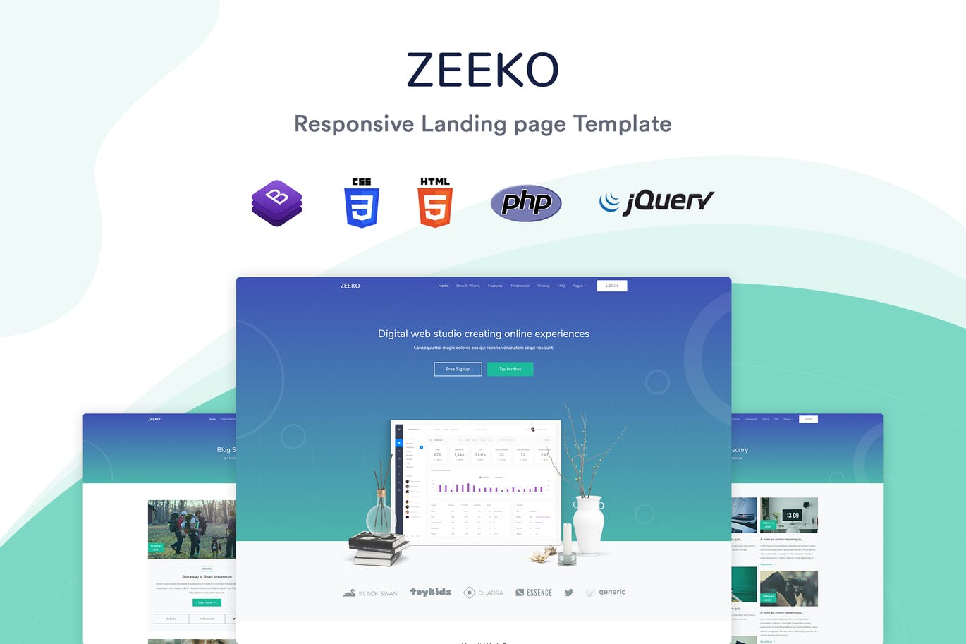 Bootstrap框架互联网公司网站HTML模板素材库精选 Zeeko – Landing Page Template插图