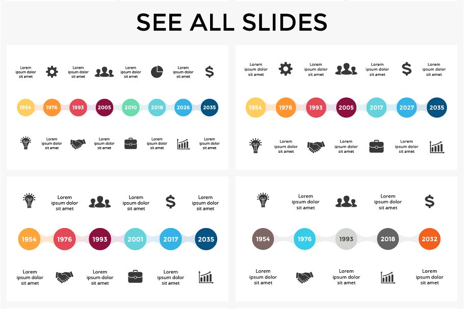 50张独特的时间轴信息图表模板 Timelines | 50 unique slides插图(1)