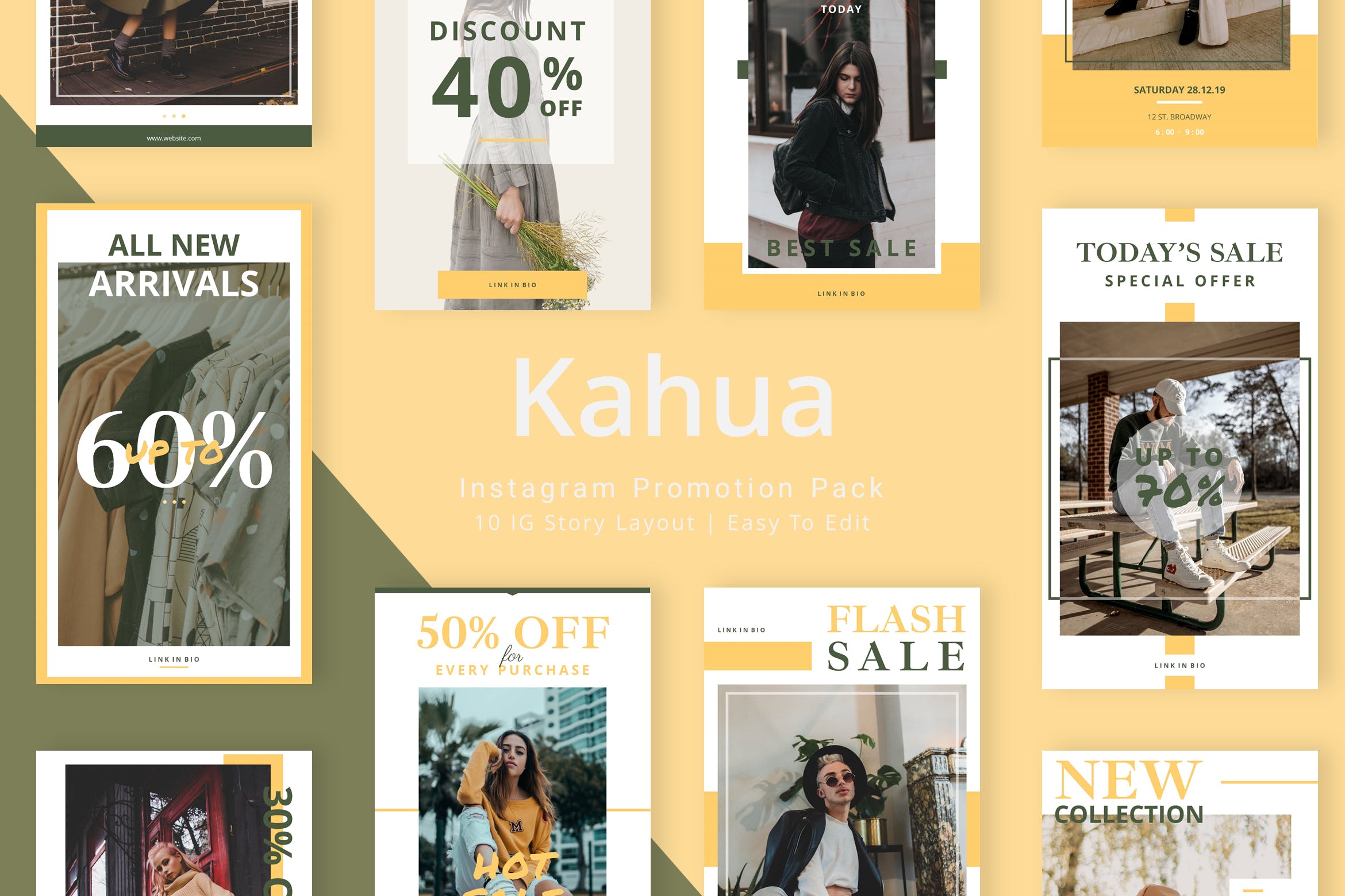 小众时尚服饰品牌新品发布/促销活动Instagram社交广告模板素材库精选 Kahua – Instagram Story Pack插图
