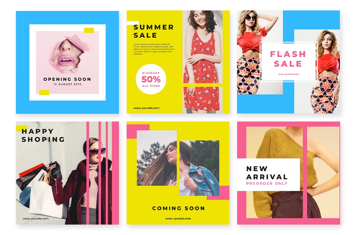多彩时尚设计风格社交媒体设计素材包 Social Media Kit Colorfull Fashion插图(3)