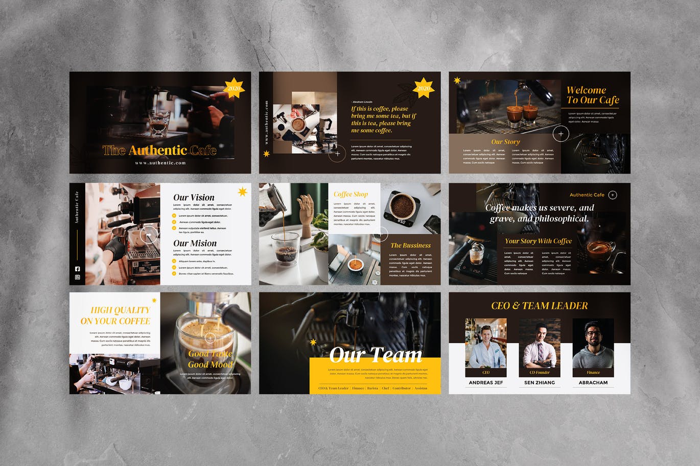 咖啡主题PowerPoint幻灯片设计模板 Authentic Coffee Presentation Template插图(1)