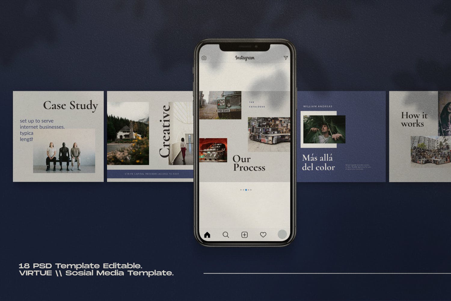 复古颗粒感背景社交媒体设计模板素材库精选素材 VIRTUE – Social Media Template + Stories插图(4)