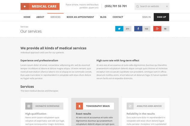 医疗保健医学主题网站设计PSD模板素材库精选 Medical Care – Medical PSD Template插图(8)