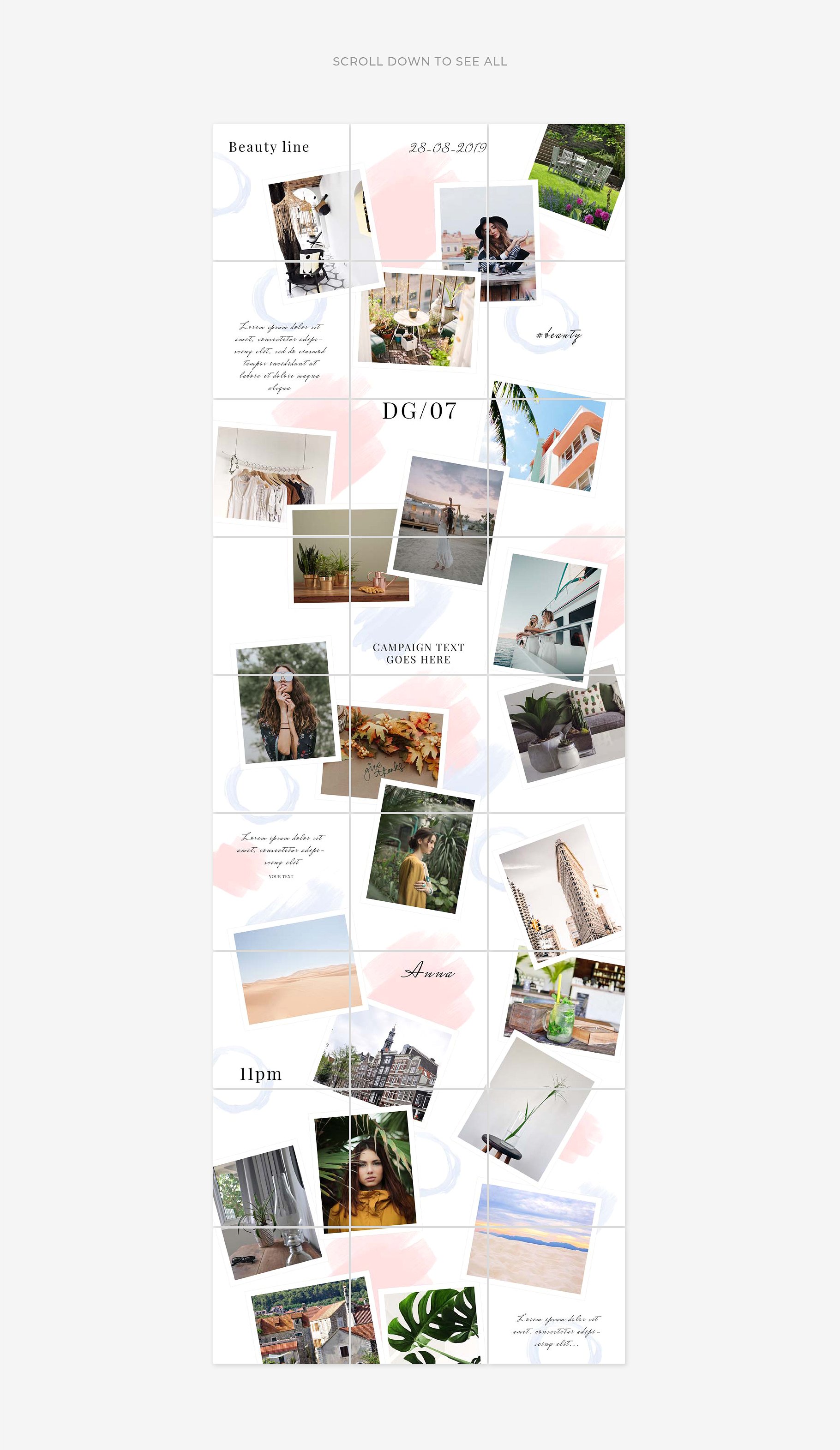 Instagram创意拼贴图片模板素材库精选 Pure Puzzle Instagram插图(1)