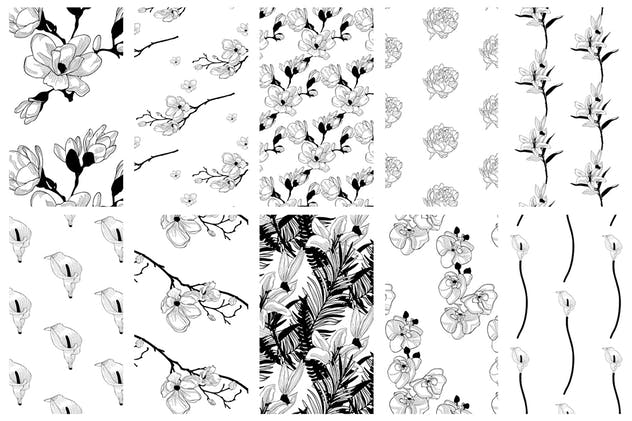 35+优雅手绘花卉图案纹理Instagram贴图模板素材库精选 35+ Patterns & 8 Instagram Templates插图(14)