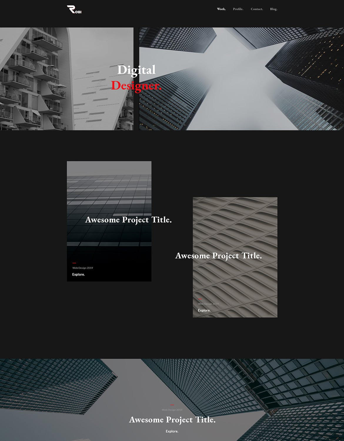 创意广告设计公司网站HTML模板素材库精选 Robi – Creative and Portfolio HTML5 Template插图(3)