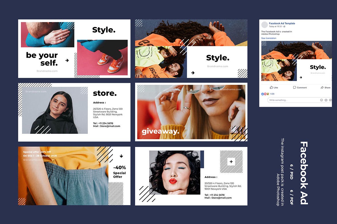 服饰品牌Facebook社交推广广告设计模板素材库精选v8 Facebook Ad Template Vol.8插图(2)
