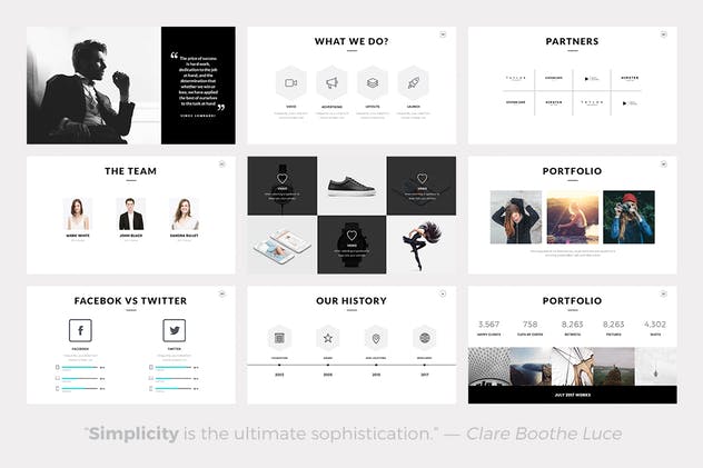 简约时尚风格企业/工作室/团队介绍PPT演示文稿模板 Rivka Minimal PowerPoint Template插图(2)