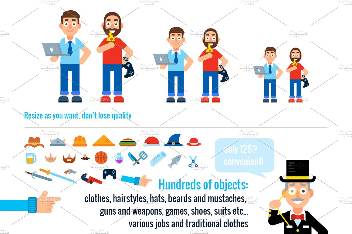 90种不同类型的卡通人物形象图标 90 Miscellaneous Avatar Characters插图(2)