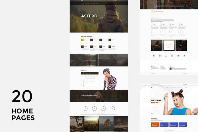 多用途创意产品展示/博客/在线商店网站模板素材库精选 Astero — Multipurpose Portfolio | Blog | Store PSD插图(1)