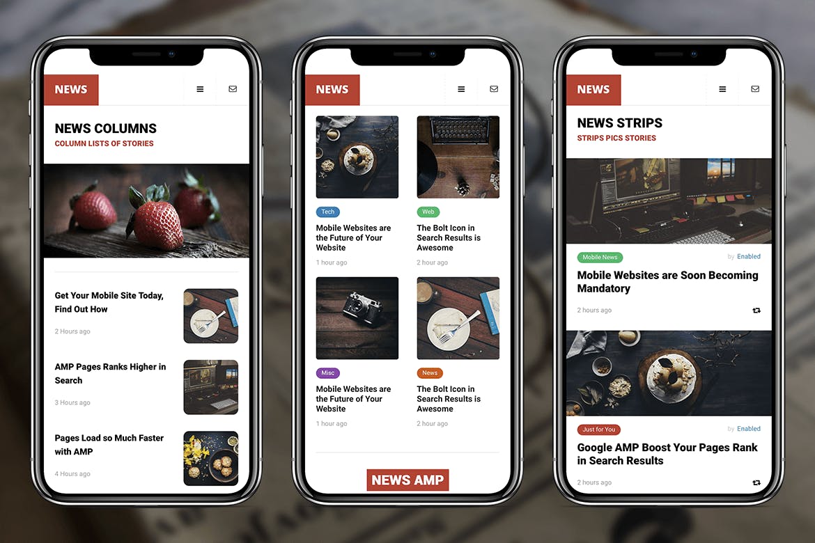 新闻资讯网站谷歌AMP模板素材库精选 AMP News Mobile | Google AMP Mobile News Template插图(1)