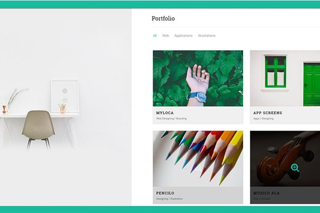 响应式创意个人求职简历网站设计模板素材库精选 MyVCard – Responsive & Creative Resume/CV/vCard插图(4)