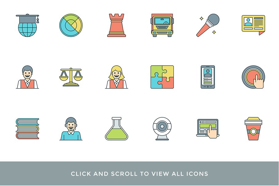 40枚扁平风格线条概念图标 40 Flat line concepts插图(4)