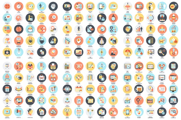 1600枚多主题扁平设计风格矢量图标套装 Bundle Flat Icons插图(1)
