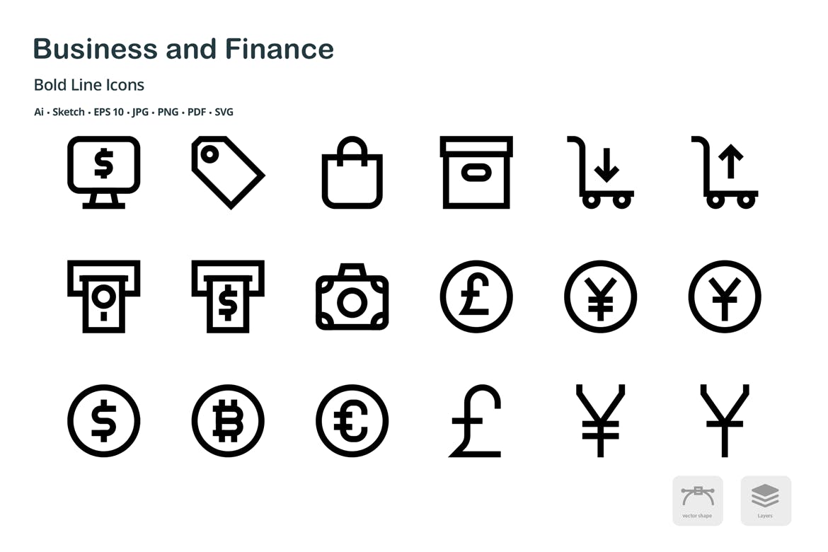 商业&金融主题粗线条风格矢量素材库精选图标 Business and Finance Mini Bold Line Icons插图(2)