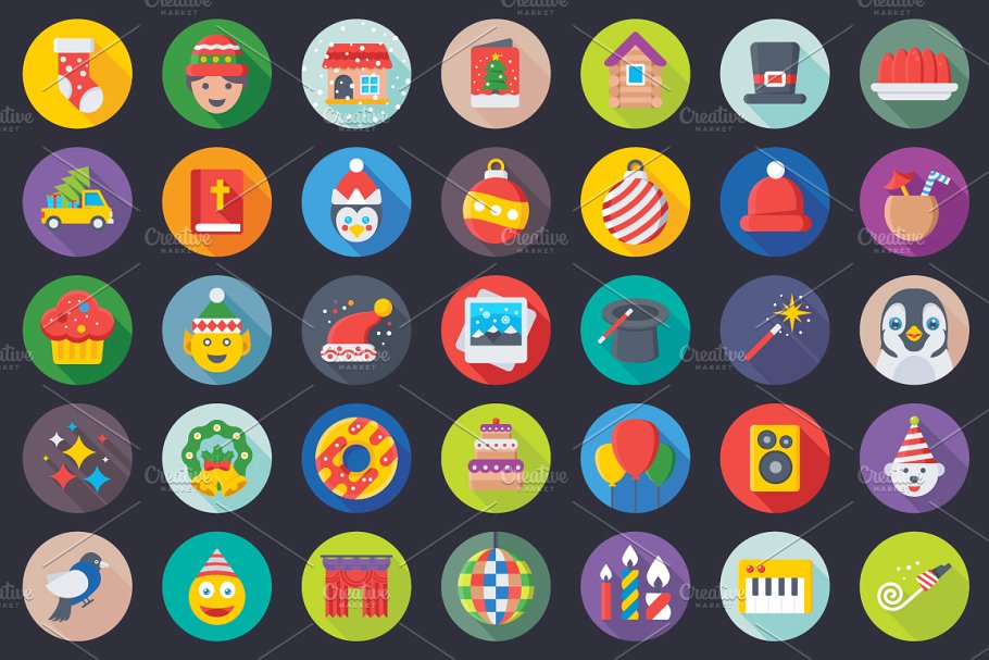 300个活动派对和庆典图标  300 Flat Party and Celebration Icons插图(5)