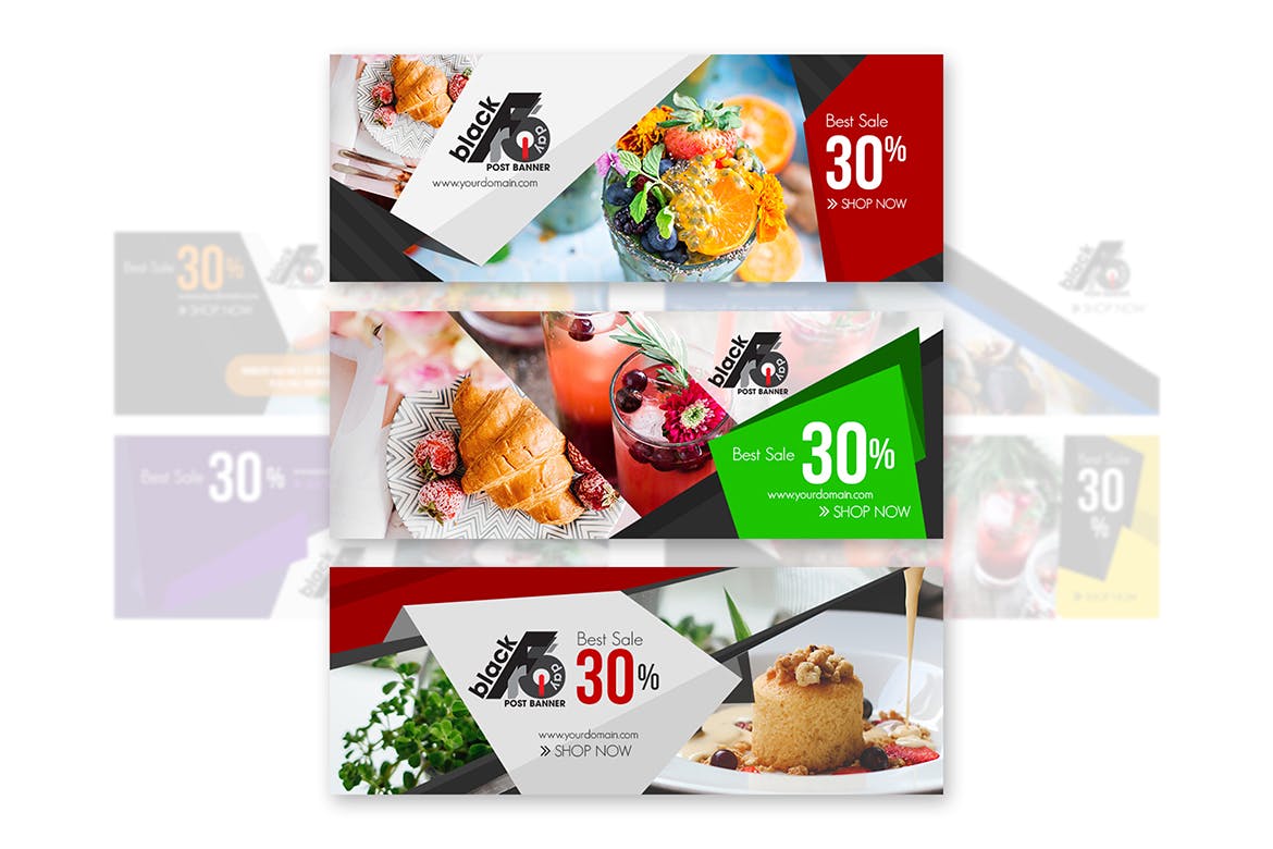 10款Facebook社交平台黒五购物广告Banner设计模板素材库精选 10 Facebook Cover-Black Friday插图(3)