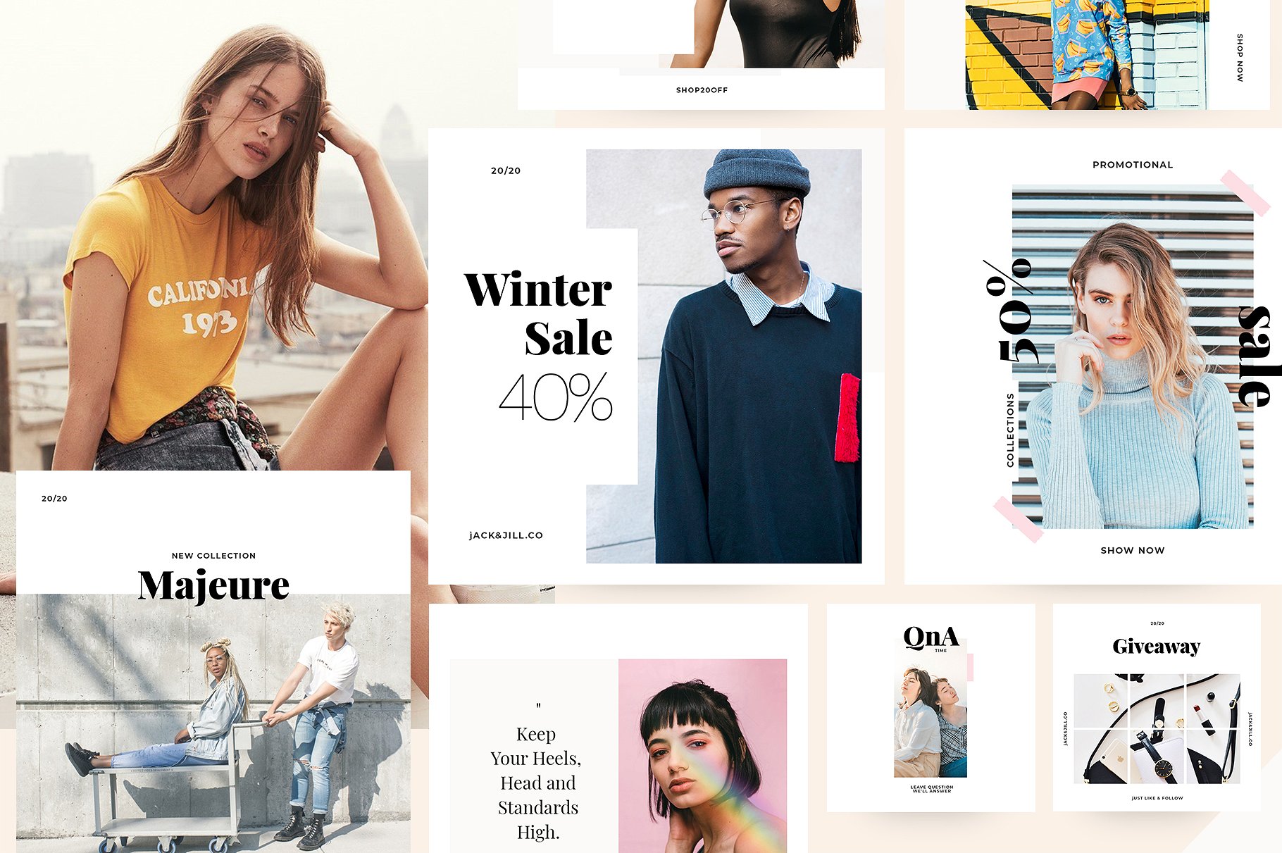 时尚简约的Instagram社交媒体模板素材库精选下载 Jacknjill – Instagram Pack [psd]插图(1)