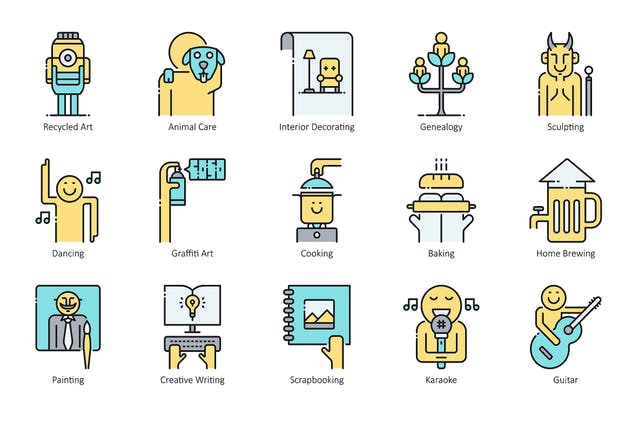 104枚兴趣爱好矢量图标合集 104 Interest & Hobby Icons | Aqua插图(3)