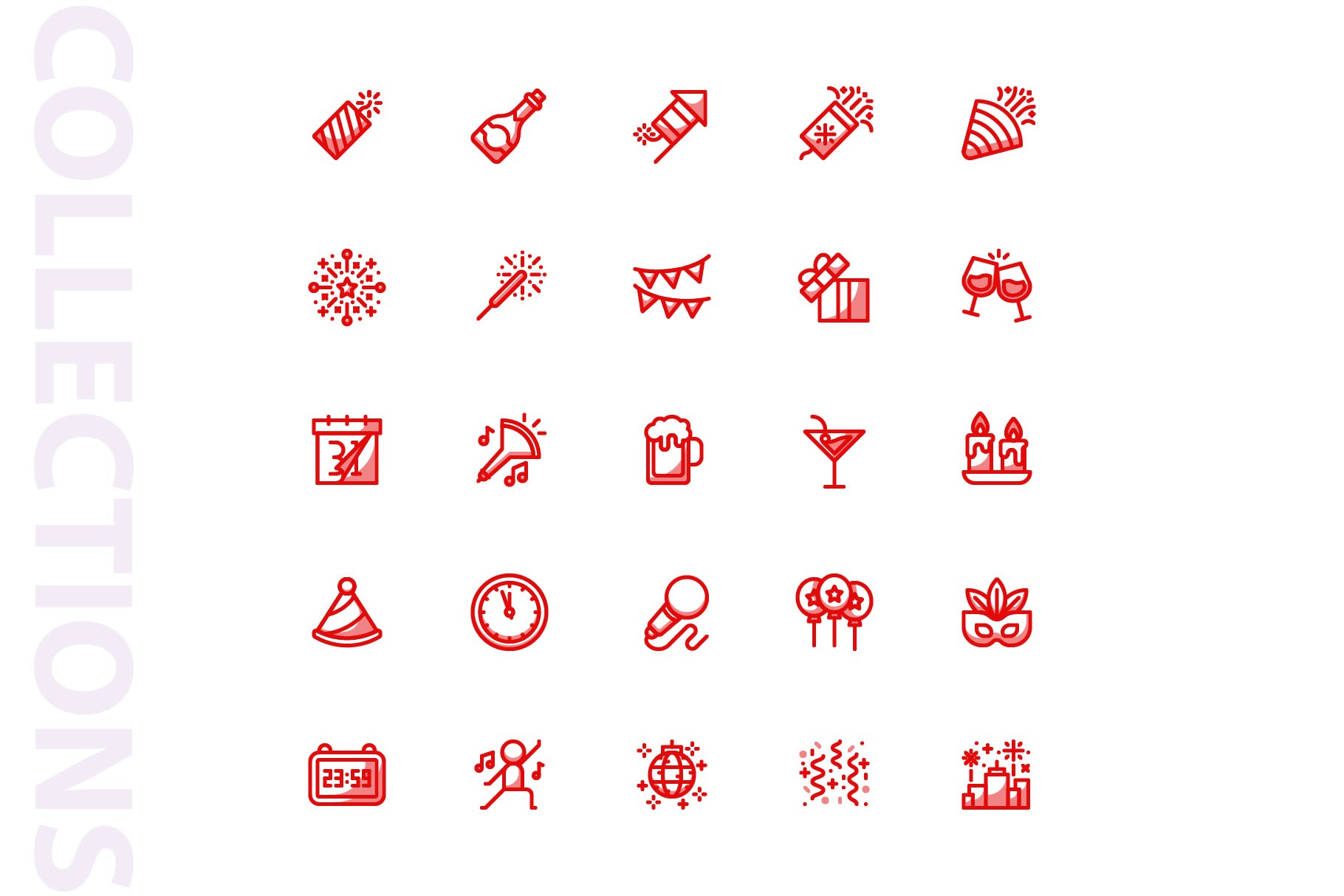 25枚新年主题矢量阴影图标v1 New Year Shady  Icons插图(3)