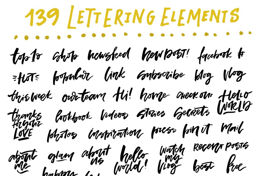 创意社交媒体运营必备套装[字体/剪贴画/贴图模板素材库精选] Social Media Lettering Kit插图(2)